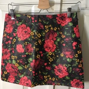 Floral Faux Leather Mini Skirt